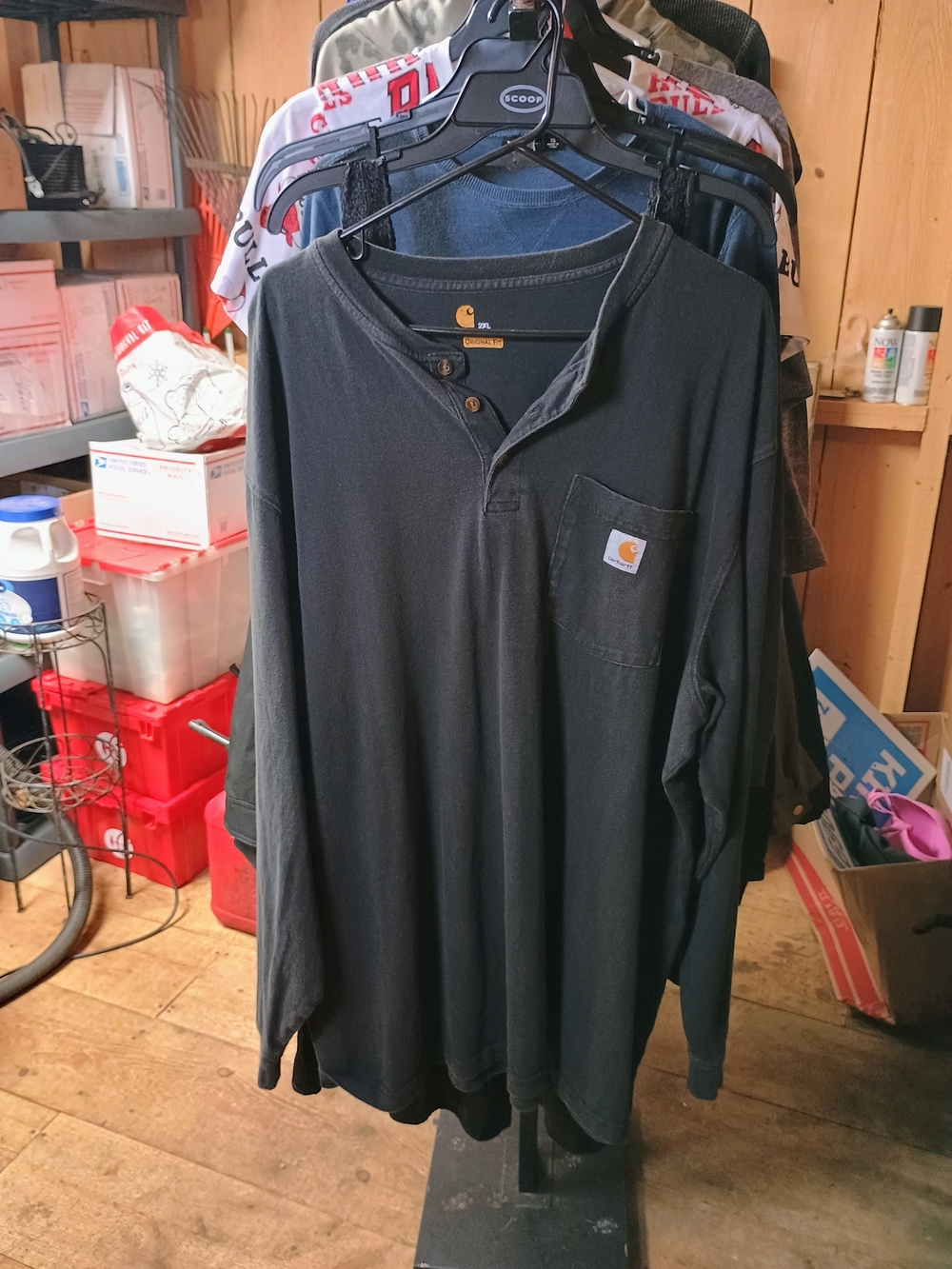 Carhartt Black Long-Sleeve Henley Pocket Shirt Bin 5